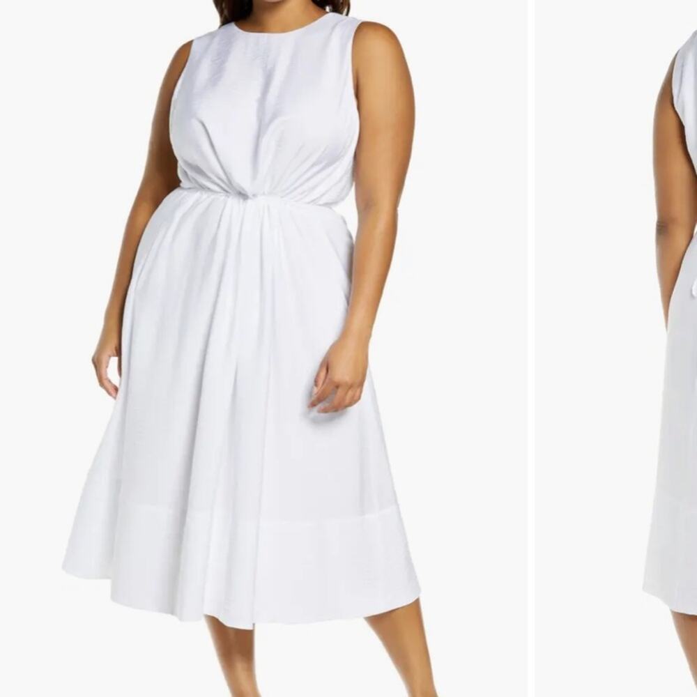 NWT Vince Sleeveless Cross Back Midi Dress Optic‎ White Plus 3XL